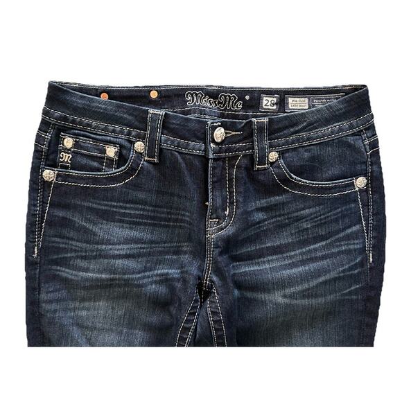 NWOT Miss Me Womens Denim Jeans Mid Rise Bootcut Rhinestone Size 28 Inseam 29” - Picture 7 of 12
